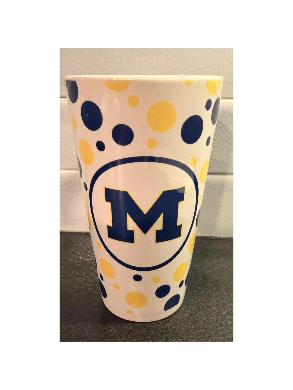 University Of Michigan 'M' Coffee Mug, White & Blue (Used/EUC) Wolverines